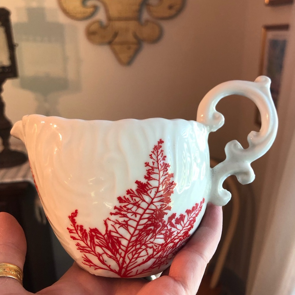 Elegant Creamer with Red Floral Design